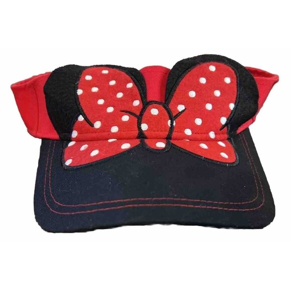 Walt Disney World Parks Disneyland Minnie Mouse Ears Polka Dot Red Visor Hat Cap - Picture 1 of 6